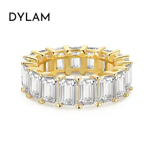 Sterling Silver 925 Jewellery Zircon Eternity Band Diamond Engagement Ring Stackable 18K Gold Plated Wedding Rings Jewelry Women