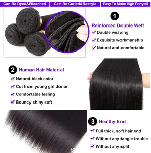 ผมมนุษย์ทอคู่ขนาด12-30นิ้วทำจากผมมนุษย์ผมตรงจากอินเดีย - Product Image 2