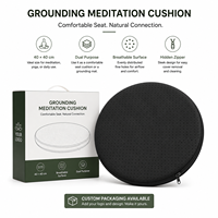 Coussin de méditation noir pour mise à la terre, coussin de siège rond en cuir PU conducteur pour le sol et la méditation, personnalisation OEM