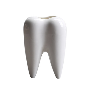 กระถางต้นไม้เซรามิกเคลือบสีขาวขนาดเล็กรูปทรงฟัน - Product Image 1