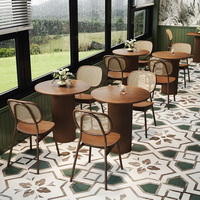 Mobilier de café commercial moderne de luxe en bois et cuir, ensemble de tables et chaises pour restaurant, banquette et sièges de salle à manger
