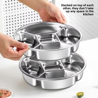 Assiette à collation compartimentée en acier inoxydable à 5 compartiments - Assiette repas portable sécurisée pour micro-ondes pour les repas des enfants, les voyages et les activités de plein air