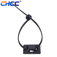 Attaches-câbles muraux en nylon 66 de 30 mm x 30 mm, noirs, certifiés CE ROHS, forte capacité de support, avec adhésif 3M, marque HCSL