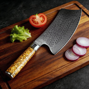 Couteau de chef <span class=keywords><strong>chinois</strong></span> XITUO en acier Damas, manche en résine et feuilles d'or, ultra-affûté, couteau de cuisine multi-usages - Product Image 4