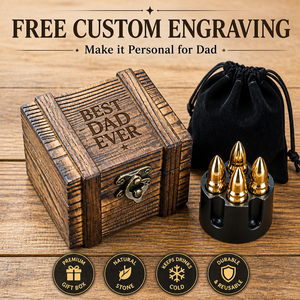 Regalos Únicos para el Día del <span class=keywords><strong>Padre</strong></span>, Piedras de Whisky de Oro Personalizadas de Primera Calidad, Cubitos de Hielo Reutilizables de Acero Inoxidable 304 para Papá, Caja de <span class=keywords><strong>Regalo</strong></span> de Whisky - Product Image 4