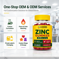 Gummies de zinc personnalisées OEM/ODM sous marque privée – Qualité certifiée, conformité garantie, 30 mg par portion, 60 gummies