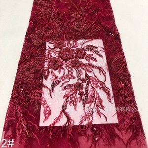 Dệt Kim 100% polyester lưới 2mm + 4mm lớp vải với hạt thêu trừu tượng & phong cách ăn mặc hình học trong tám màu sắc - Product Image 4