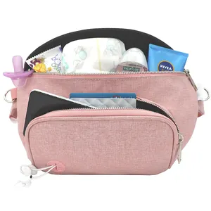 2023 Fanny Pack Diaper Bag with Detachable Baby Changing Pad & Waterproof Pocket Stroller Organizer Nappy Waist Bag