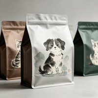 Sacs d'emballage personnalisés pour aliments pour animaux de compagnie de qualité alimentaire, à fond soufflé, en feuille d'aluminium, impression par gravure, taille et motif personnalisés