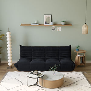 ATUNUS Dropshipping Modernes Schwarzes Wohnzimmer-<span class=keywords><strong>Sofa</strong></span> aus Bouclé 3-Sitzer-Couch Vakuumkomprimiertes Bodensofa Einzelner Sessel Sofagarnitur - Product Image 4