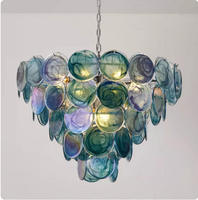 Lustre en verre de Murano doré, fer et acrylique, style vintage, luxe léger français, haut de gamme, pour bar, restaurant, chambre et salon, éclairage chaleureux