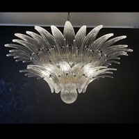 Lustre en verre de Murano artisanal personnalisé, orange et rose, à deux niveaux, style vintage, pour la décoration du salon