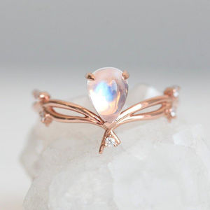 High Quality Rose <b>Gold</b> Plated Natural Moonstone <b>Ring</b> <b>Dainty</b> Fashion Jewelry Engagement <b>Ring</b> in 925 Sterling Silver - Product Image 3