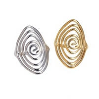 Grenzüberschreitender Edelstahl-Offenring mit geometrischer Spiralbindung, breitbandig, vergoldet, nicht verblassend, minimalistisch, personalisierbar