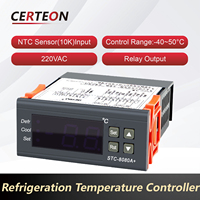 Pengontrol suhu digital STC‑8080A+ untuk freezer penyimpanan dingin pencairan kulkas pengatur suhu