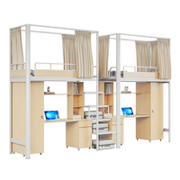 Lit superposé pour étudiants en dortoir scolaire, structure métallique, taille complète, bureau multifonctionnel en dessous, y compris des escaliers, meubles de chambre