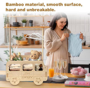 Panier de douche de bébé en forme de bus en bambou de haute qualité placard de caisse de douche de bébé avec poignée - Product Image 4