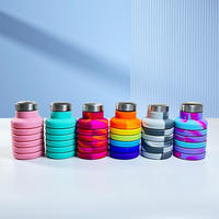 Bouteille d'eau pliable personnalisée en silicone pour le sport, les voyages, les activités de plein air, le camping et la randonnée