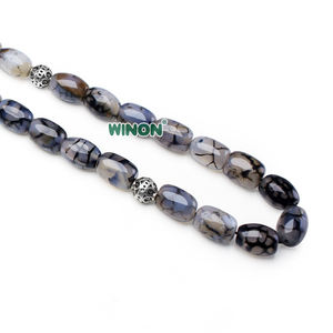 Resina de Ámbar Natural Negro Vena Dragón, Cuentas de Barril de 10x14mm, Cristal Curativo, Cuentas de Oración Musulmanas DIY, <span class=keywords><strong>Tasbih</strong></span>, Pulsera de Cuentas - Product Image 3