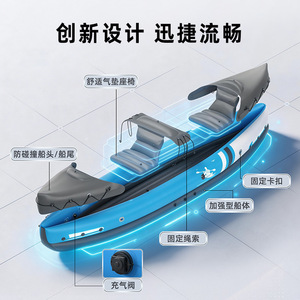 เรือแคนูเป่าลมขนาด 3.1-4 เมตร ทนทาน พกพาสะดวก สำหรับตกปลาและพักผ่อนหย่อนใจ ใช้สำหรับพายคนเดียวในทะเลสาบและแม่น้ำ - Product Image 2