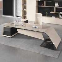 Bureau de direction en L de luxe avec armoire de rangement, table d'écriture moderne haut de gamme pour manager, personnalisable, écologique, pour la maison/le bureau
