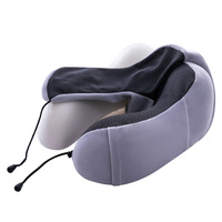 Oreiller de Voyage en Mousse à Mémoire de Forme en U, Coussin de Soutien Cervical Portable pour Voiture et Avion, avec Logo, Gris