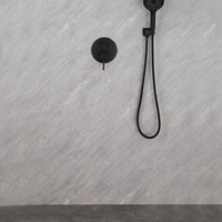 Ensemble de douche moderne noir mat encastré avec pommeau de pluie et douchette à double sortie en laiton massif, eau chaude et froide pour salle de bain