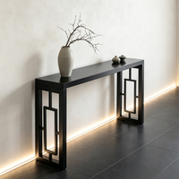 Nouvelle table console chinoise moderne à treillis creux, en bois massif, pour entrée, table de canapé, table d'appoint décorative longue et étroite pour la maison
