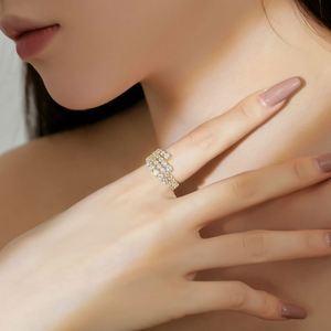Dylam Exclusive 925 Sterling <b>Silver</b> Rhodium 18K Gold Plated Jewelry Irregular Multi-Layered <b>Spray</b> Sparkle 5A Zirconia Rings - Product Image 3