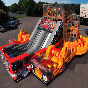 Thương mại Inflatable khô trượt lửa cứu hộ funland với các chướng ngại vật có tính năng xe cứu hỏa cho thuê - Product Image 4