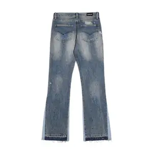 Verf Nieuwe Ontwerp Bell Bottom Denim Broek Hoge Kwaliteit Vintage Gescheurde Jeans Aanpassen Gestapeld Flare Mannen