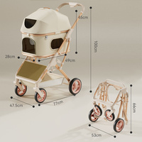 Poussette pour animaux de compagnie 2 en 1, porte-animaux détachable, pliable, cadre en aluminium, maille respirante, chariot pour animaux de compagnie pour chiens et chats de petite et moyenne taille