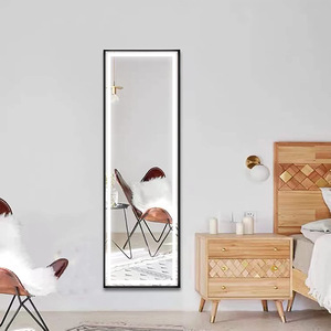 Miroir sur pied en gros, pleine longueur, LED à éclairage frontal, cadre doré, commande tactile, support en A, mural, pour chambre à coucher, moderne - Product Image 5