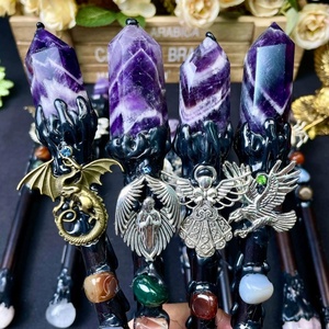 도매 크리스탈 공예 천연 고품질 크리스탈 홀(笏) 혼합 재료 마법 지팡이 장식 및 선물용 - Product Image 4