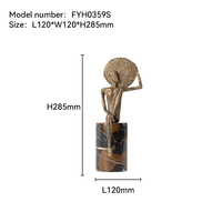 Figurine artistique contemporaine en métal doré avec base en marbre noir, décoration moderne pour la maison et l'hôtel, couleur et taille personnalisées, haute qualité