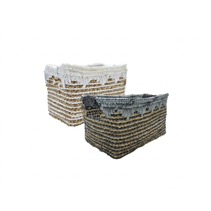 Panier rectangulaire en tissu tissé moderne et écologique pour la décoration intérieure et l'organisation du rangement - Product Image 1