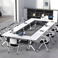 Table de formation modulaire prête à l'emploi avec panneau d'intimité et roulettes pour réunions, salles de classe et ateliers