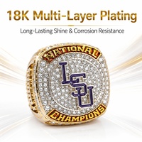 Bague de champion personnalisée en alliage de zinc avec relief 3D et zircon, bijou commémoratif gravé, pour célébration sportive