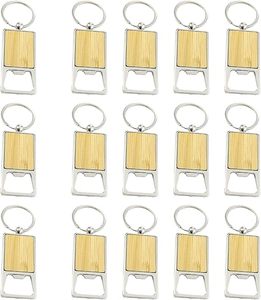 나무 병따개 키체인, 빈 나무 오프너, 각인 가능한 키체인, DIY 체인 태그, 각인 가능한 DIY 공예품 - Product Image 1