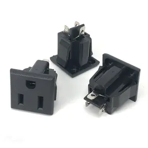 Snap in type US Panel Mount Outlet copper socket 110v ac US power socket Type A 3p power receptacle 125v 15a black