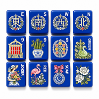 Grosir 4 Set Ubin Mahjong Amerika, Ubin Bunga, Ubin Joker, Ubin Chinoiserie, Ubin Guci Jahe, Ubin Bangau Bambu, Koleksi Emas