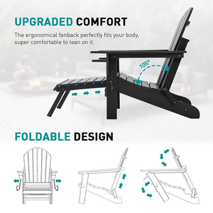 DU'S Outdoor Folding Beach <strong>Chair</strong> Classic Casual Garden <strong>Chair</strong> <strong>with</strong> <strong>Footstool</strong> Recliner - Product Image 5