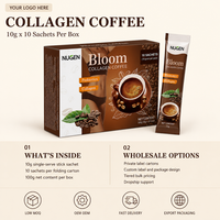 Mélange de café instantané au collagène en sachets de 10g, boîte de 100g, vente en gros, OEM, ODM, fournisseur de marques privées