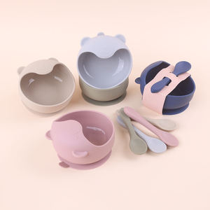 Multicolor dibujos animados silicona succión calidad nuevo bebé superior BPA-libre artículo tazón y cuchara conjunto - Product Image 5