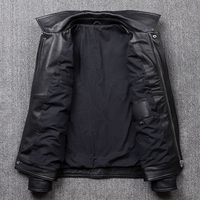 Blouson en cuir véritable pour jeunes hommes, col montant, style coréen, coupe ajustée, épaisseur standard, veste d'extérieur en cuir pour le printemps