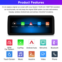 Écran multimédia radio sans fil CarPlay Android Auto 12,3'' Linux pour Mercedes Benz NTG5.0/4.5/4.0 C GLC W205 W204