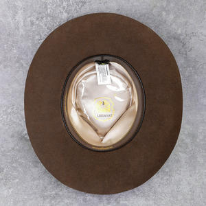 LiHua vendita calda da uomo cappello Fedora in feltro di lana colore marrone con cintura cappelli Trilby Ombr cappelli Fedora all'ingrosso - Product Image 6