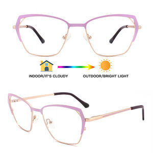 フォトクロミックキャットアイメタル2024最新の眼鏡光学カスタムロゴ2023ファッショナブルな女性男性が光学メガネを製造 - Product Image 5