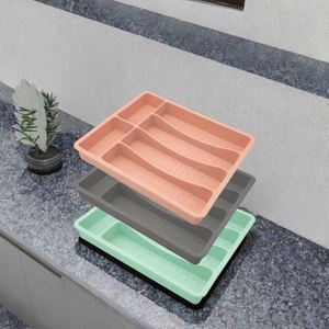 Organisateur de tiroir à couverts multifonctionnel en silicone à 6 compartiments |   Plateau à couverts flexible antidérapant pour la cuisine et la maison, pour le rangement des aliments - Product Image 1