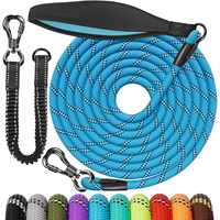 Laisse de luxe souple pour chien avec mousqueton pivotant, fils réfléchissants et poignée confortable pour la promenade et le camping